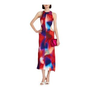 Rebecca Vallance Del Prado‎ Red Cut Out Jersey Midi Dress Women’s Size 2 NWT